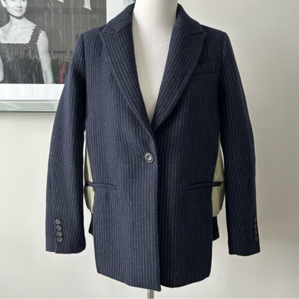 Zara Pinstripe Hybrid Bomber Blazer (c)